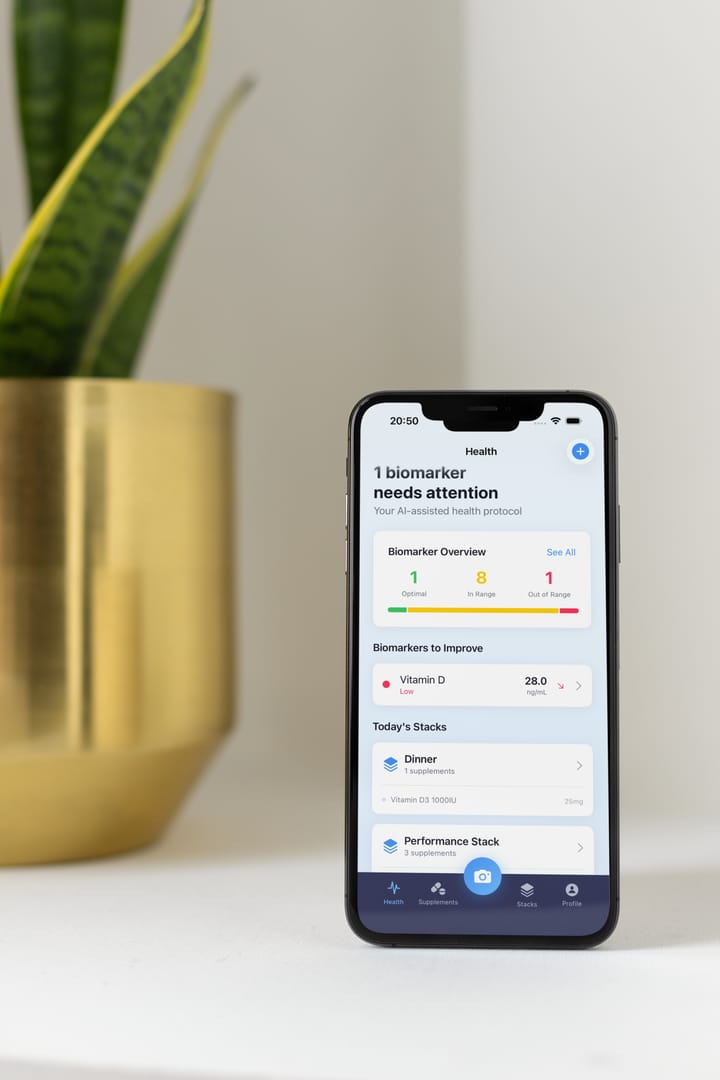 The INNER app showing a personal health dashboard on a phone.